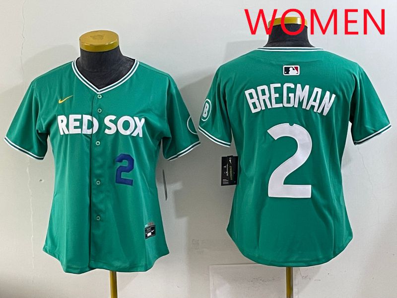 Women 2025 Boston Red Sox #2 Bregman Dark Green Joint Name Nike MLB Jersey style 2